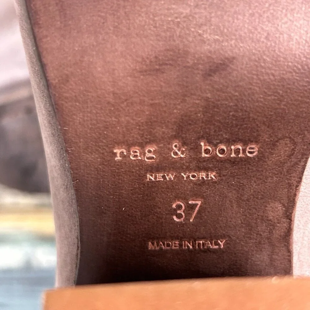 Rag & Bone Harrow Womens Sz 7 Ankle Bootie Gray Leather Block High Heel Slip On - Picture 11 of 11